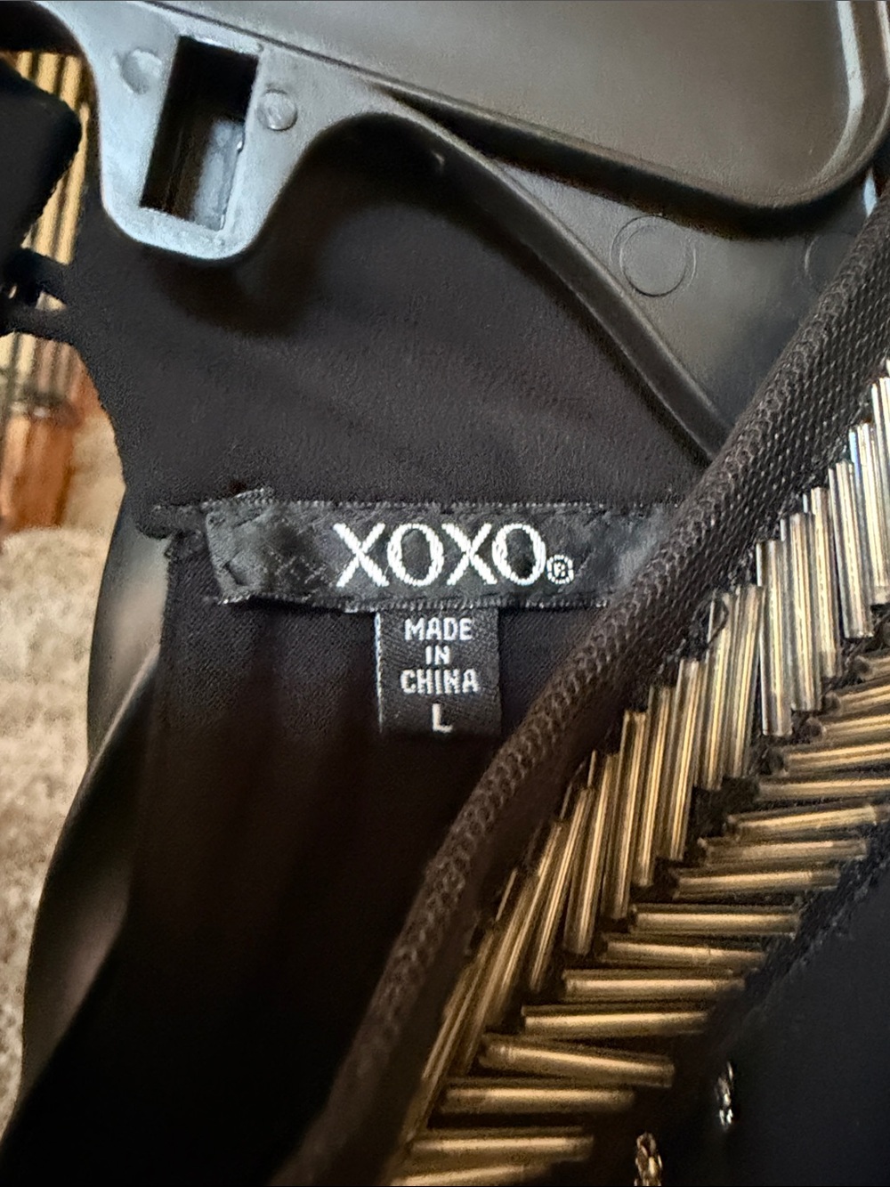 XOXO Black Halter Top Black and silver strappy size Large - Picture 5 of 8